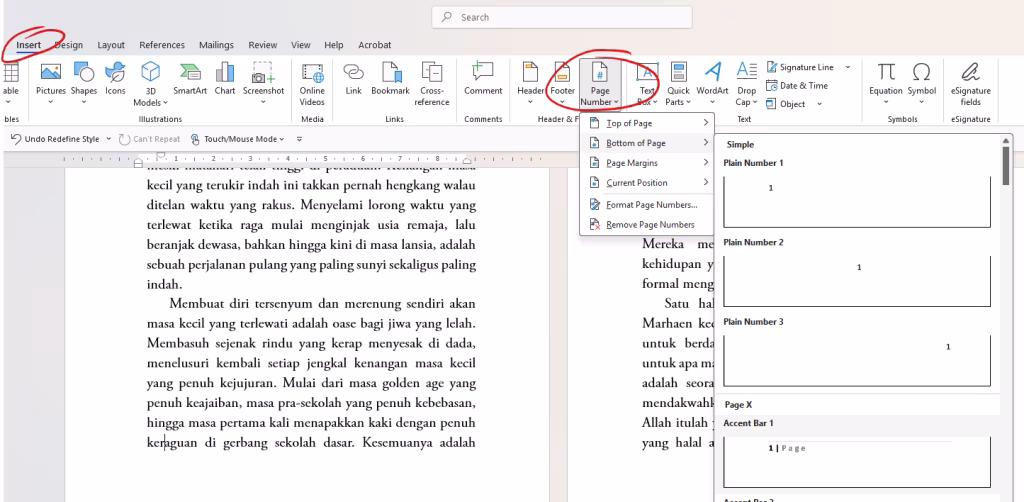 Cara Membuat Nomor Halaman Buku - Cara membuat Layout Buku di Word Sendiri dari Naskah hingga Siap Cetak